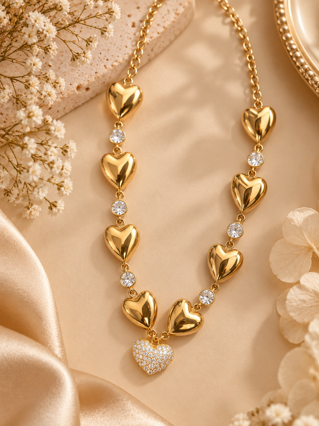 Aurielle Heart & Crystal Necklace