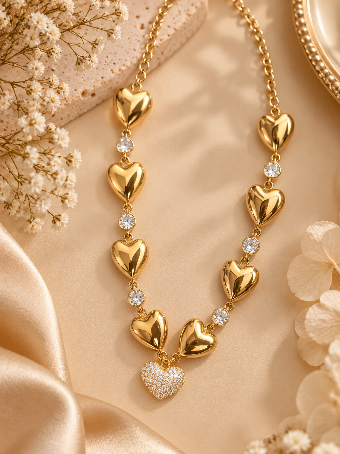 Aurielle Heart & Crystal Necklace