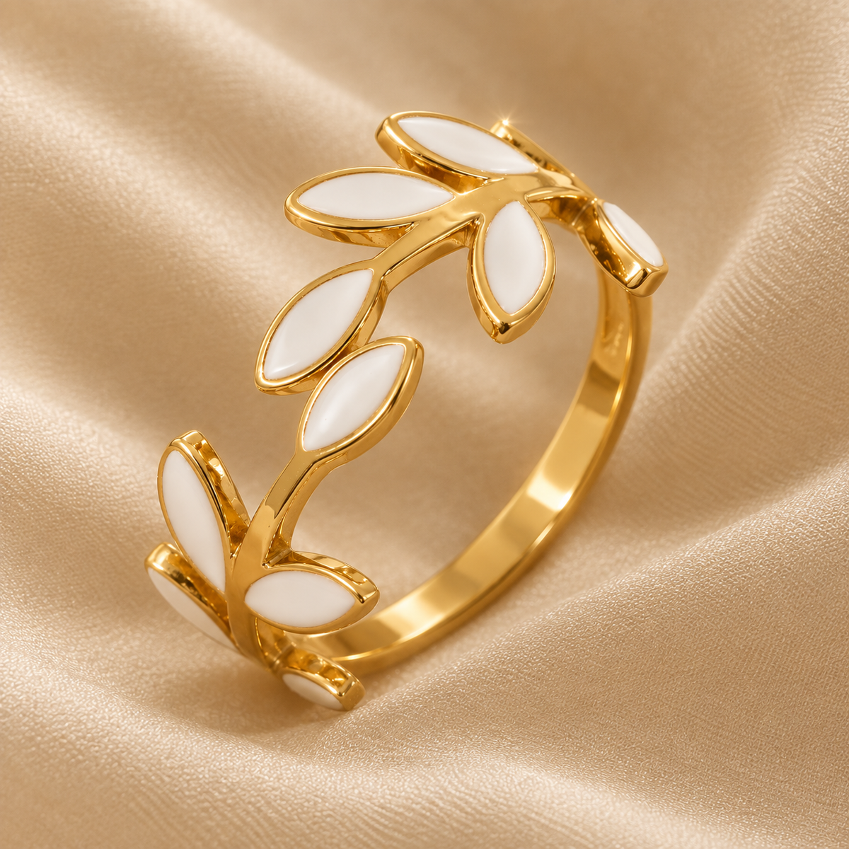 Ivory Leaf Adjustable Ring