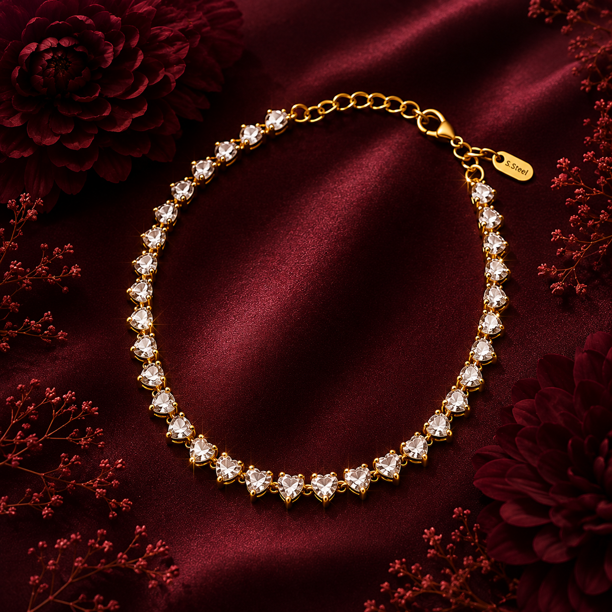 Aurielle Heart Tennis Necklace