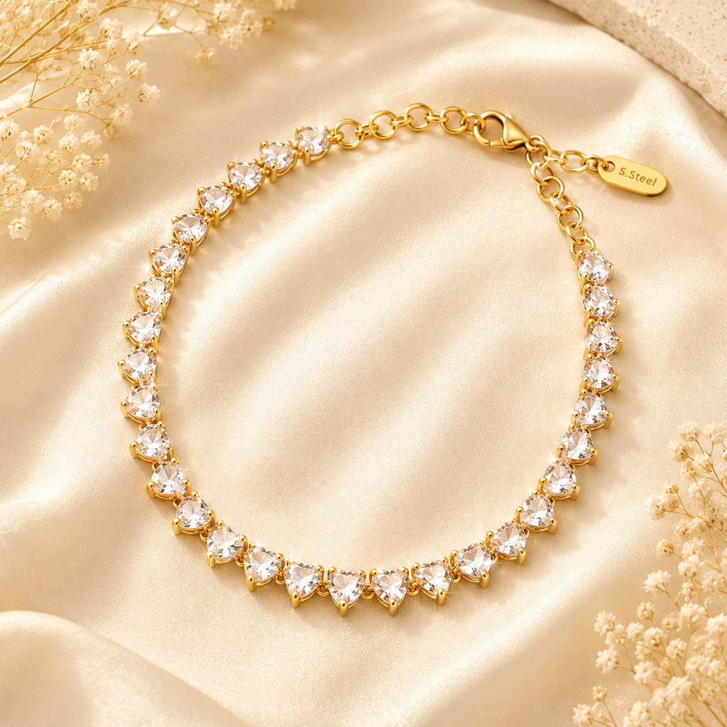 Aurielle Heart Tennis Necklace