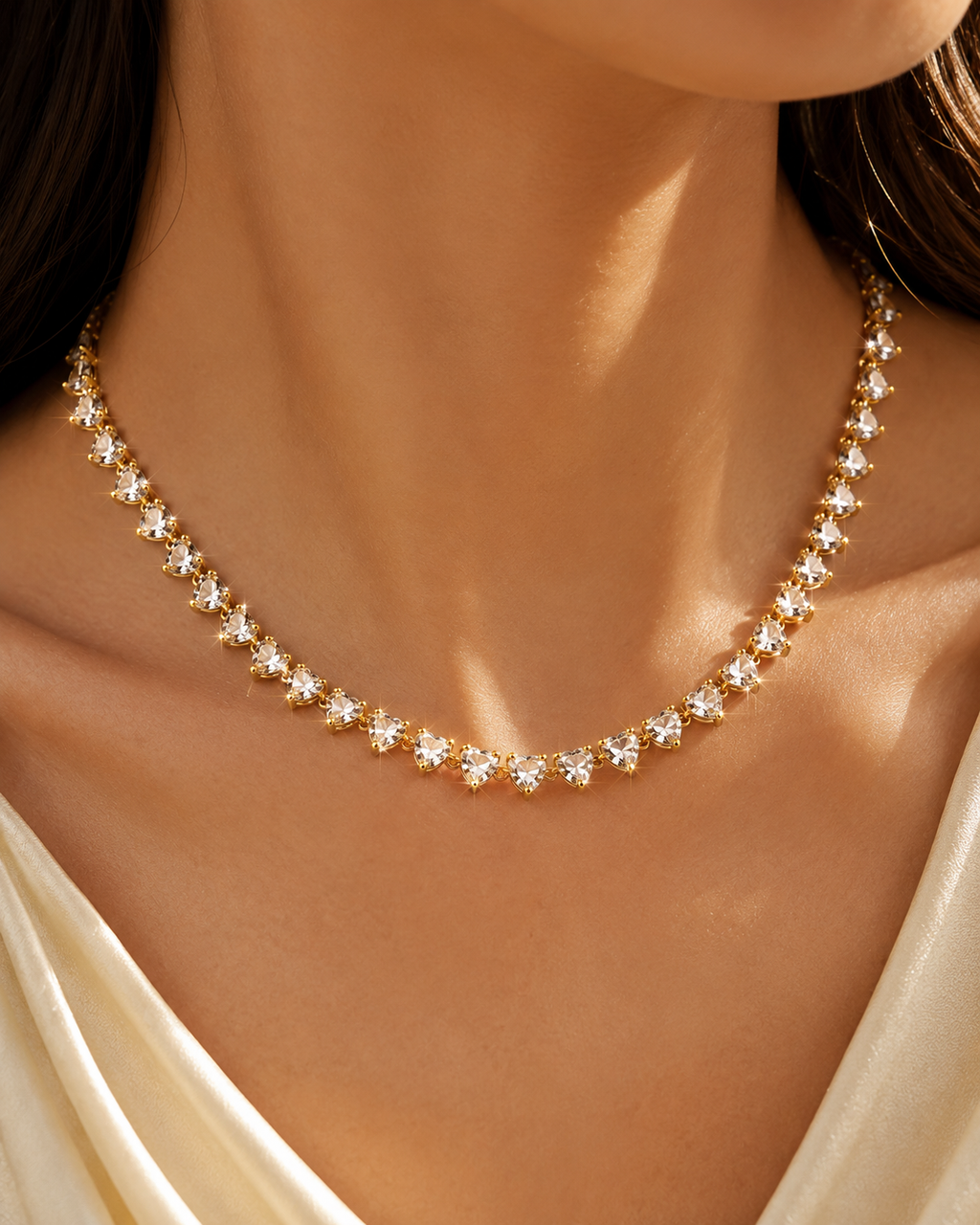Aurielle Heart Tennis Necklace
