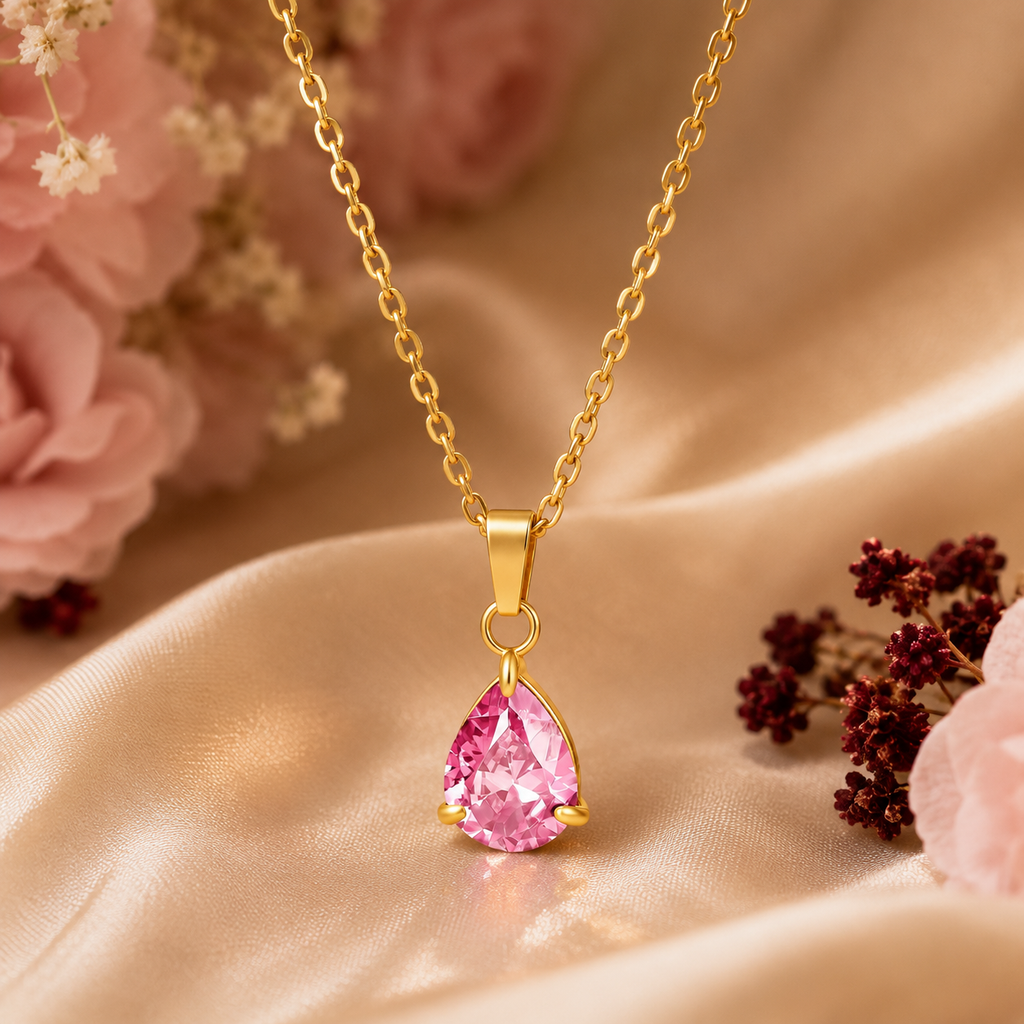Aurielle Blush Crystal Pendant Necklace