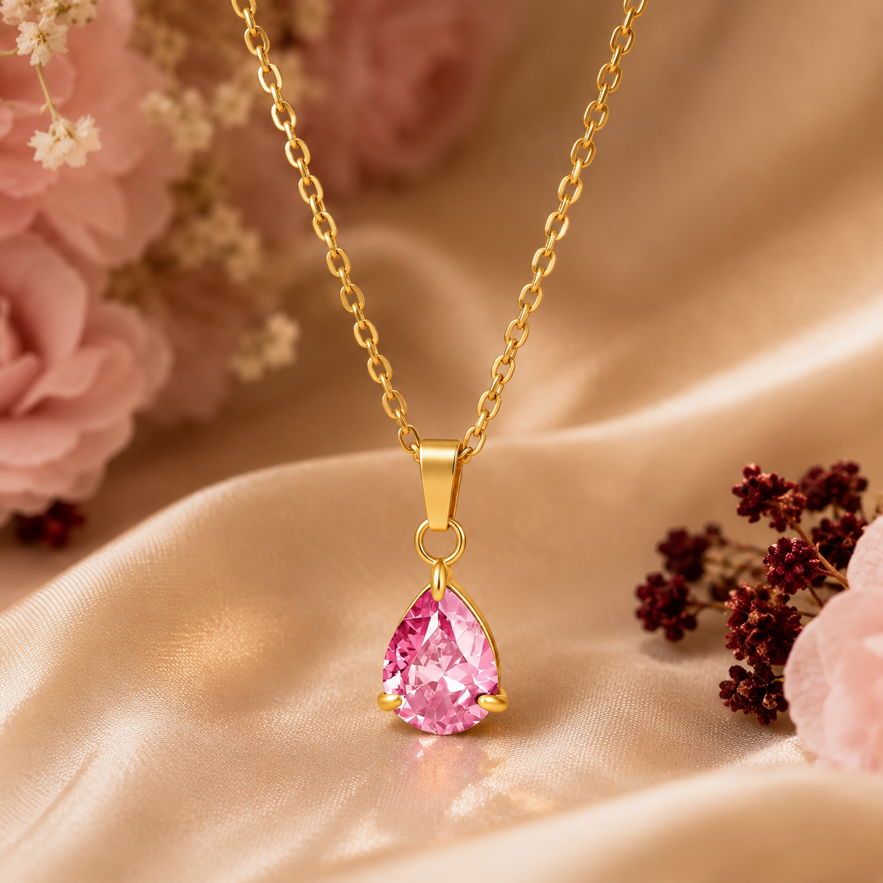 Aurielle Blush Crystal Pendant Necklace