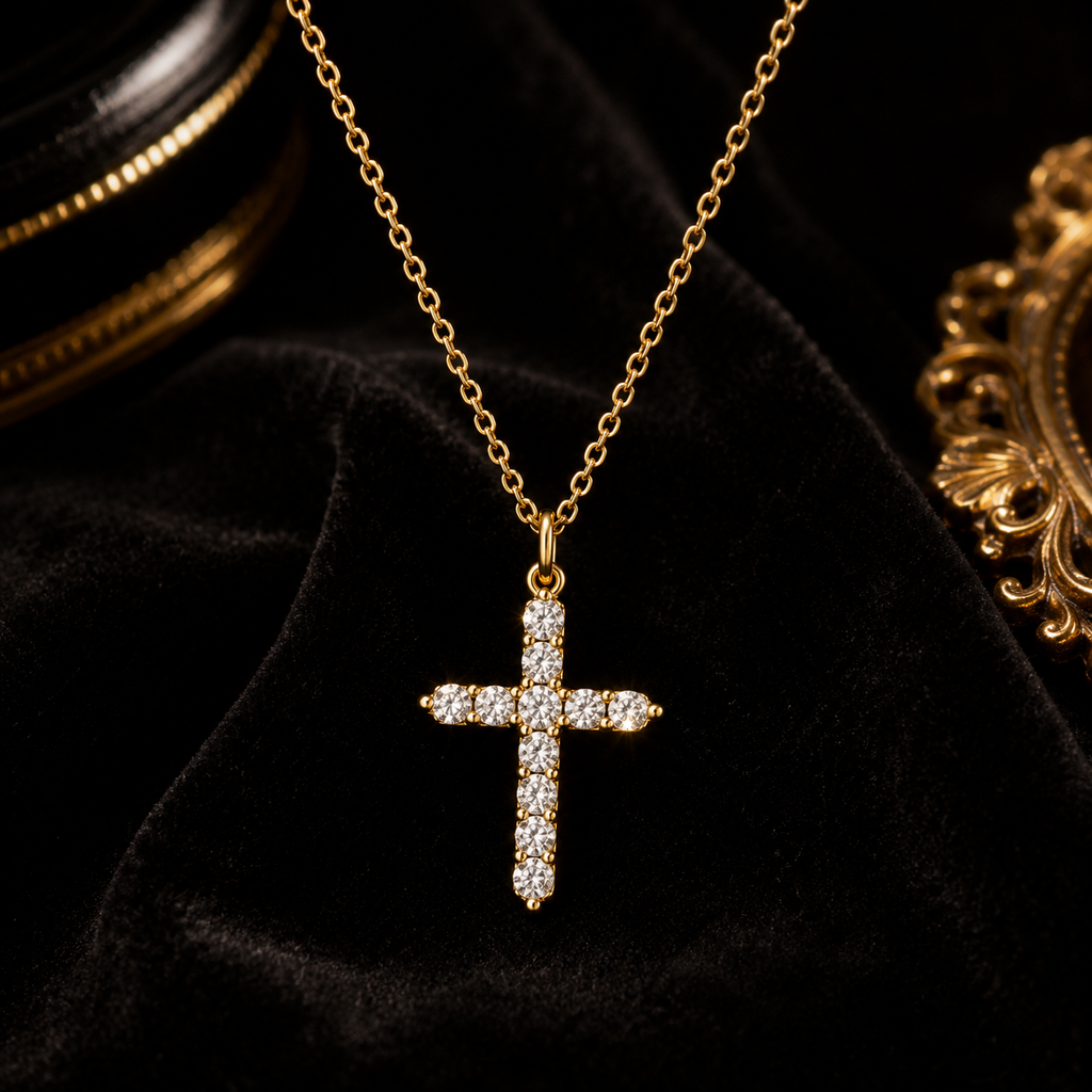 Aurielle Grace Crystal Cross Necklace