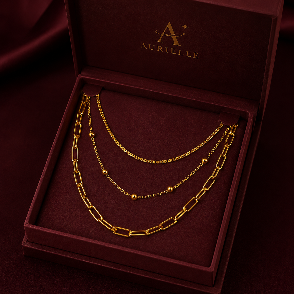 Aurielle Golden Trio Layered Necklace