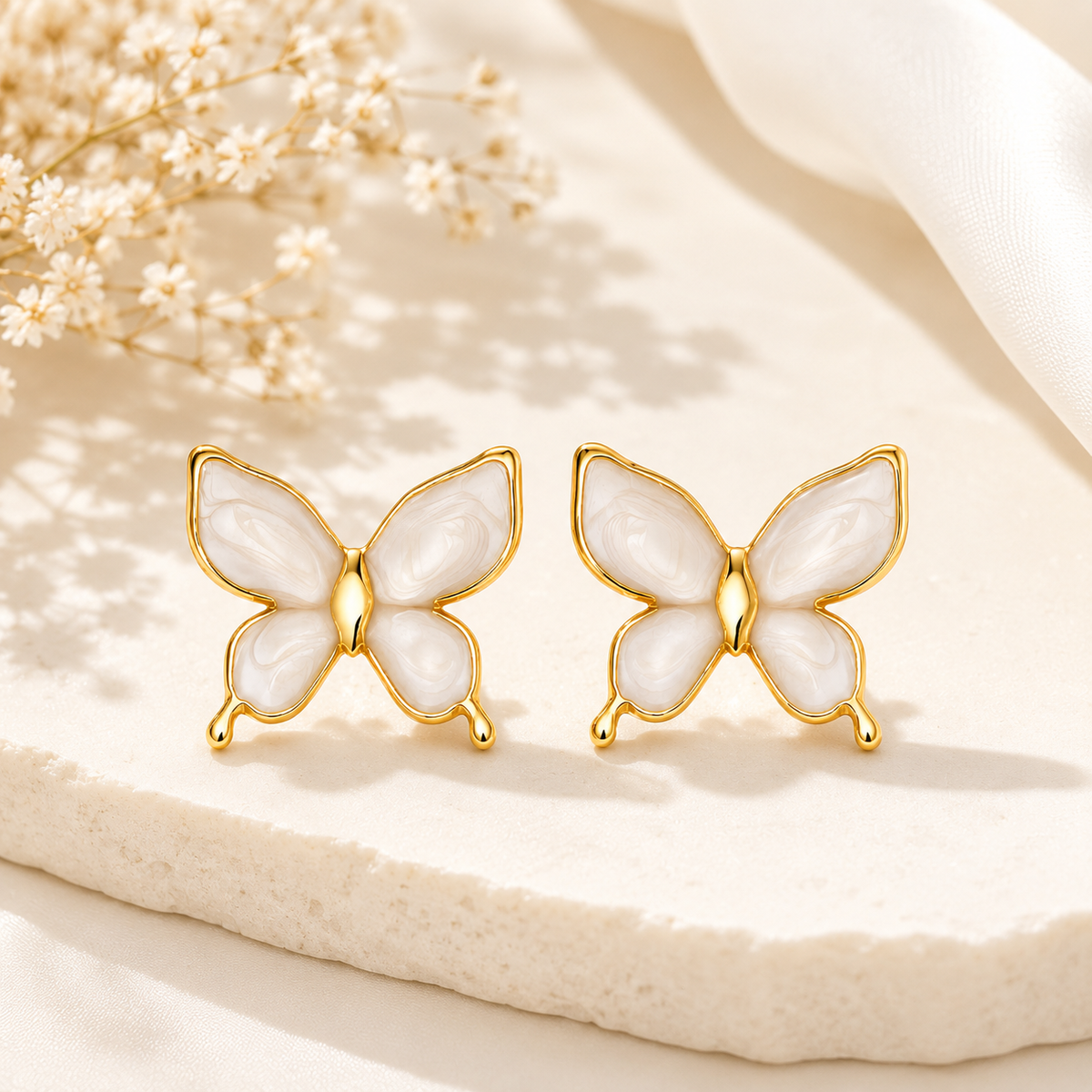 Aurielle Pearlwing Butterfly Stud Earrings