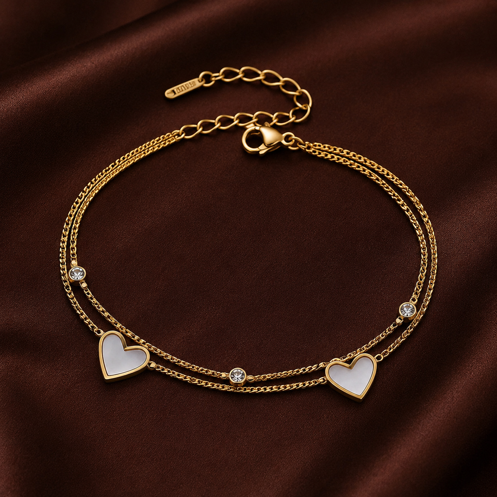 Aurielle Twin Hearts Anklet