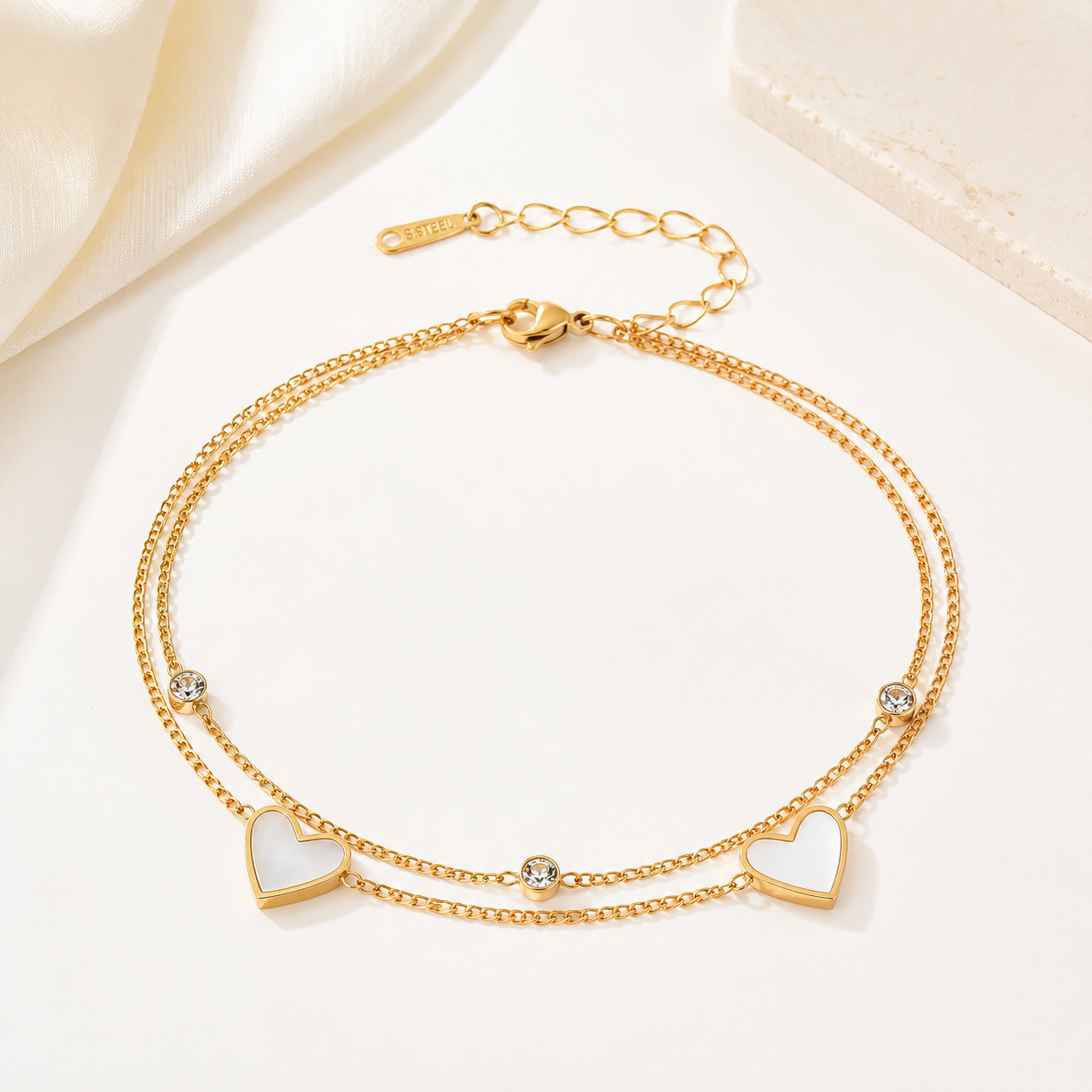 Aurielle Twin Hearts Anklet