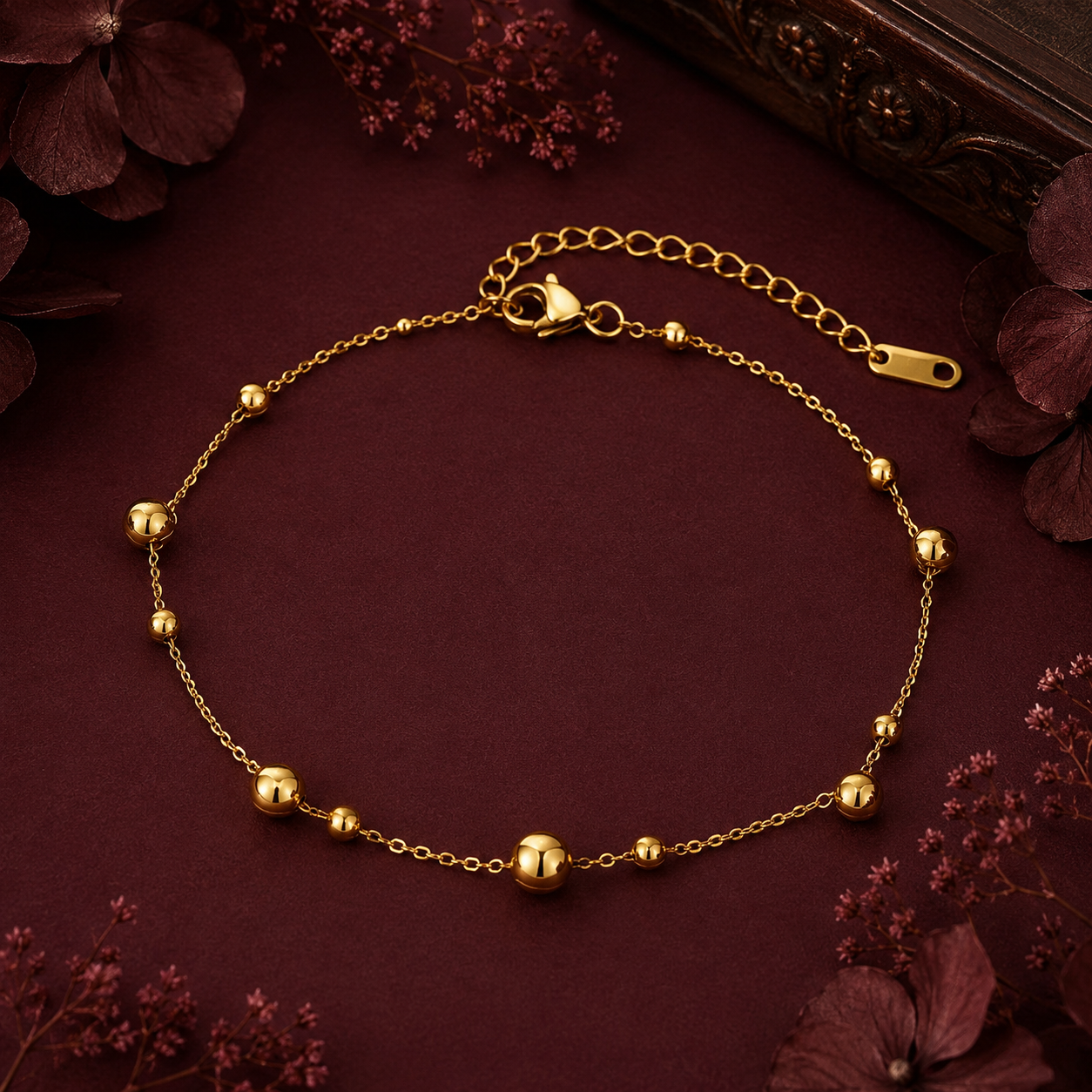 Aurielle Golden Bead Anklet
