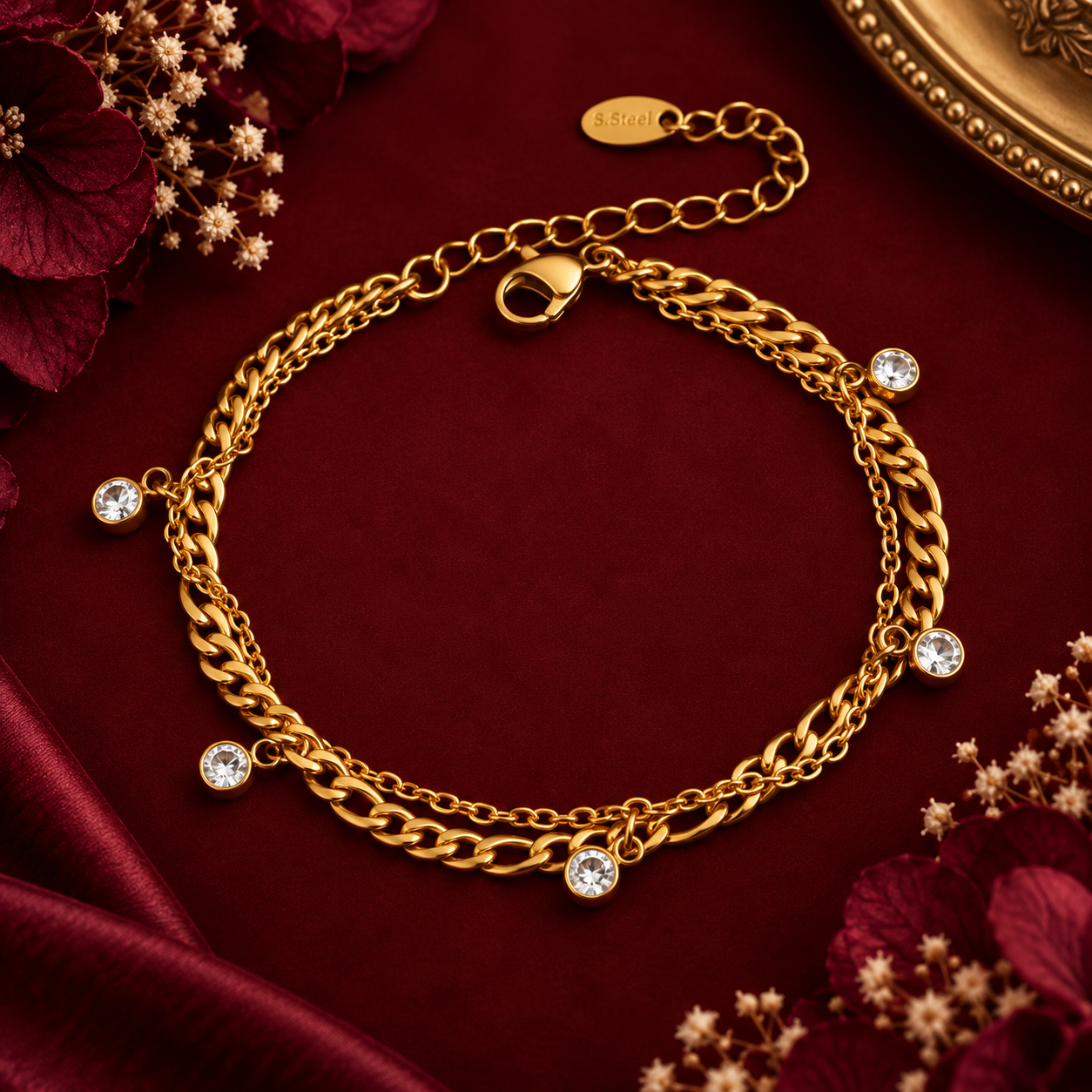 Aurielle Luxe Crystal Charm Anklet