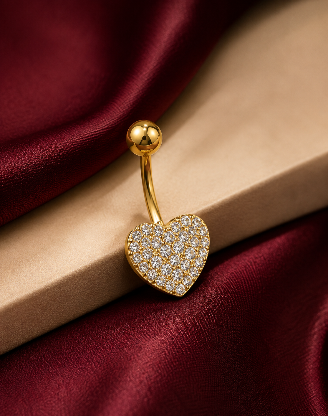 Aurielle Pavé Heart Belly Button Ring