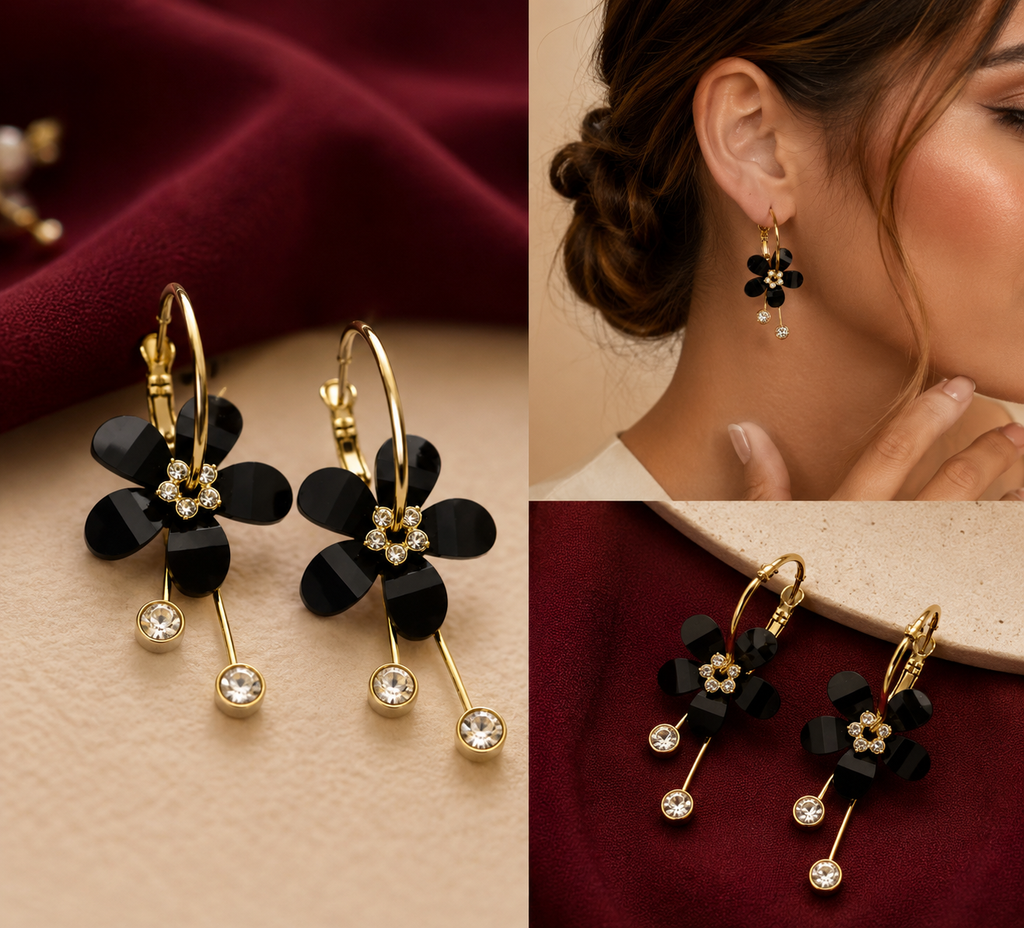 Aurielle Bloom Crystal Drop Hoop Earrings Collection