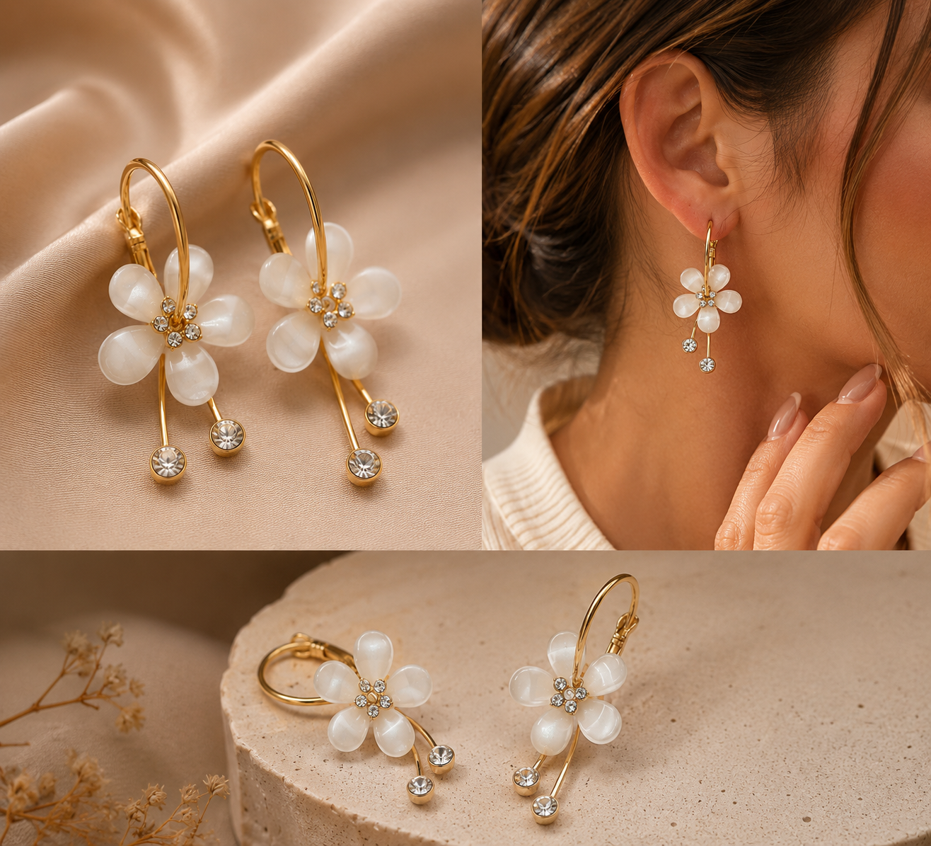 Aurielle Bloom Crystal Drop Hoop Earrings Collection