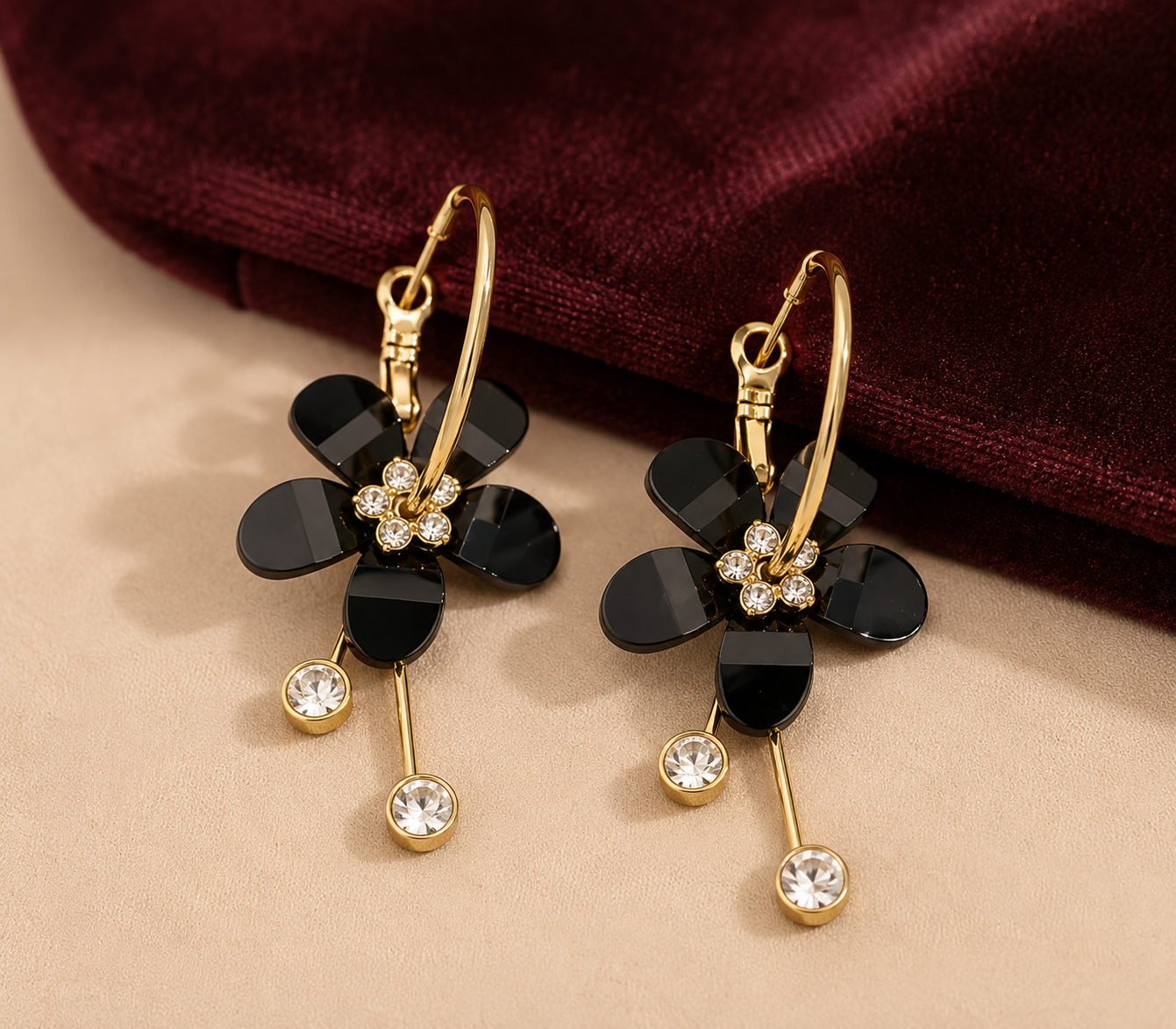 Aurielle Bloom Crystal Drop Hoop Earrings Collection