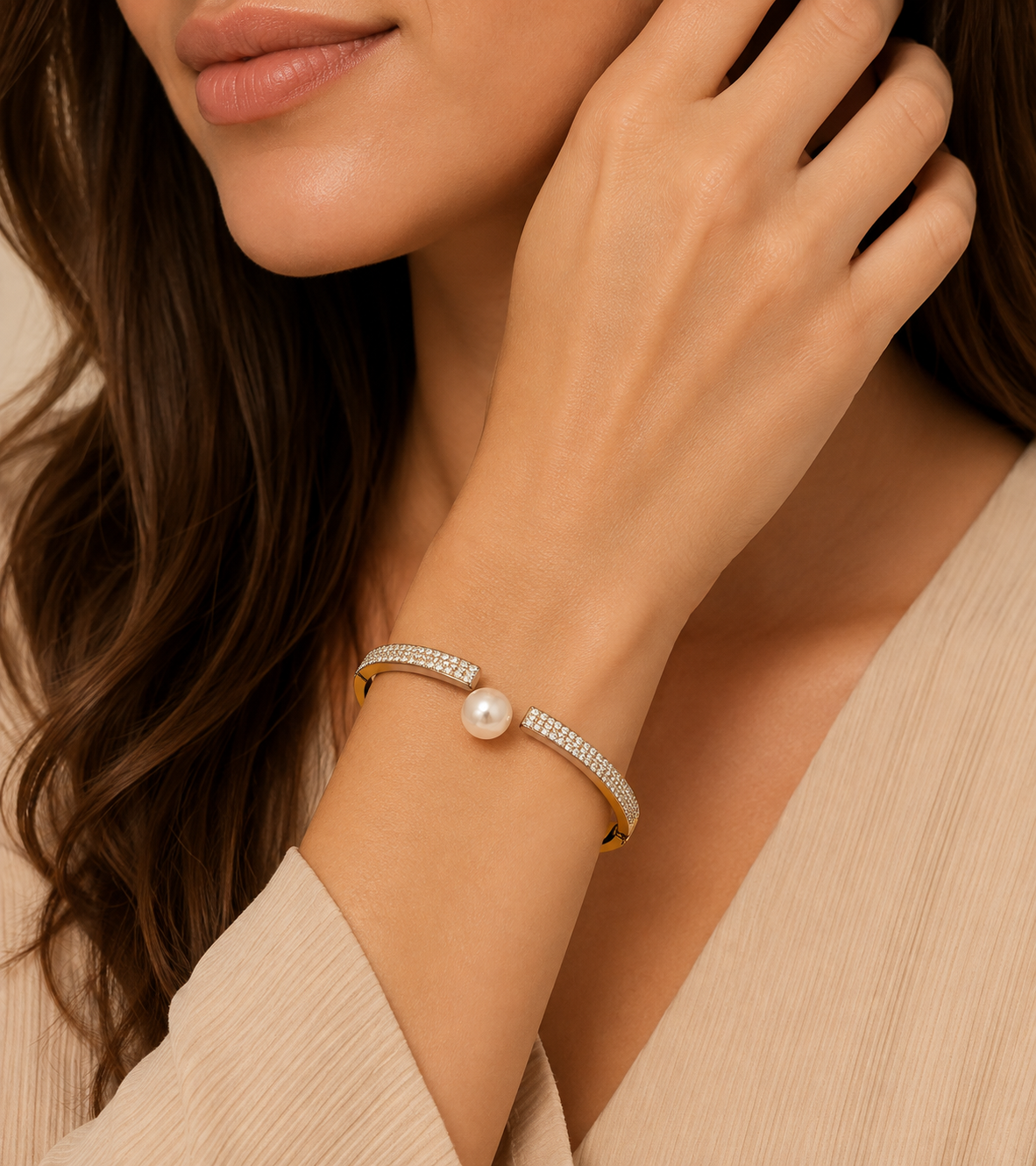 Aurielle Pearl Radiance Cuff Bracelet