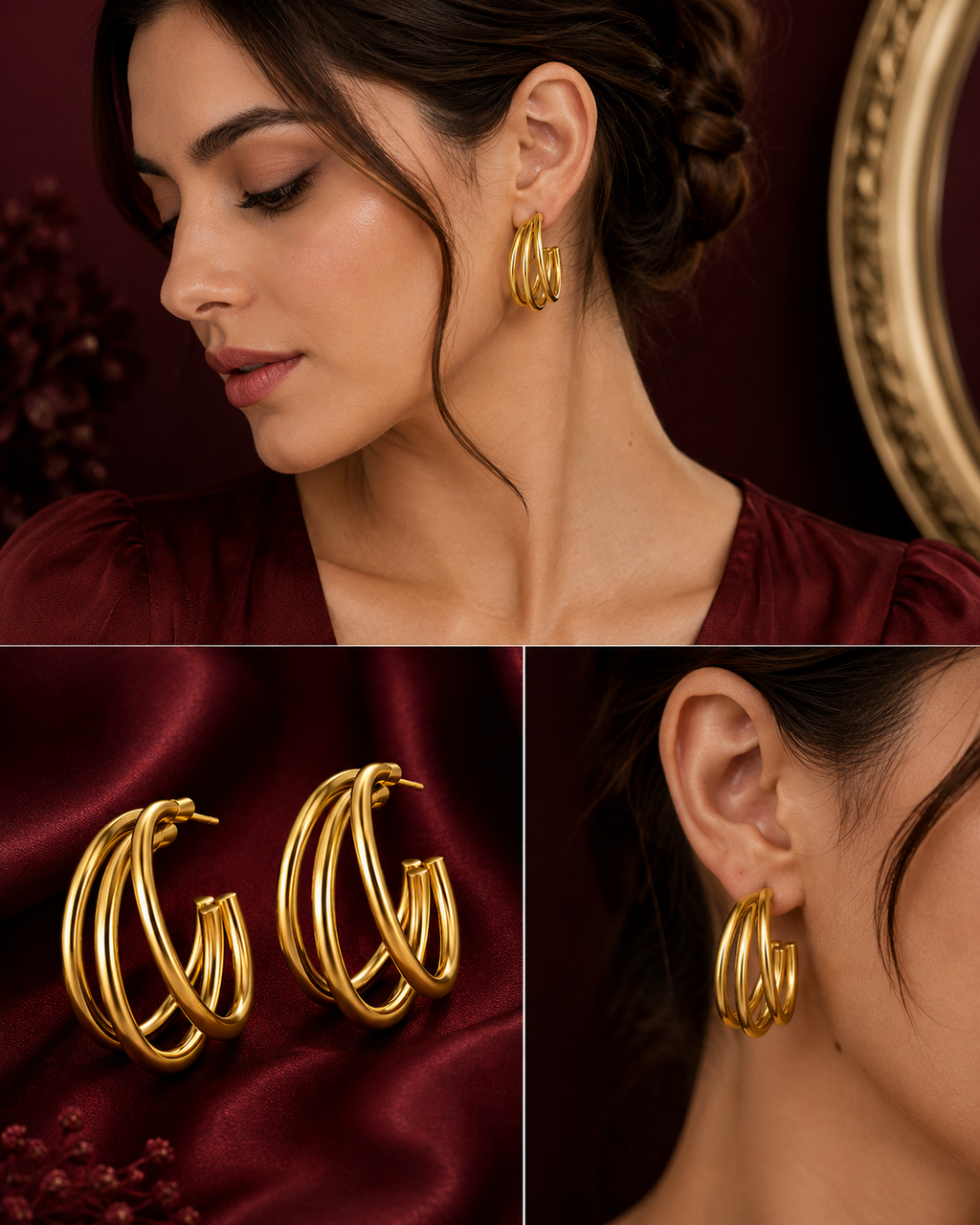 Aurielle Triple Hoop Earrings