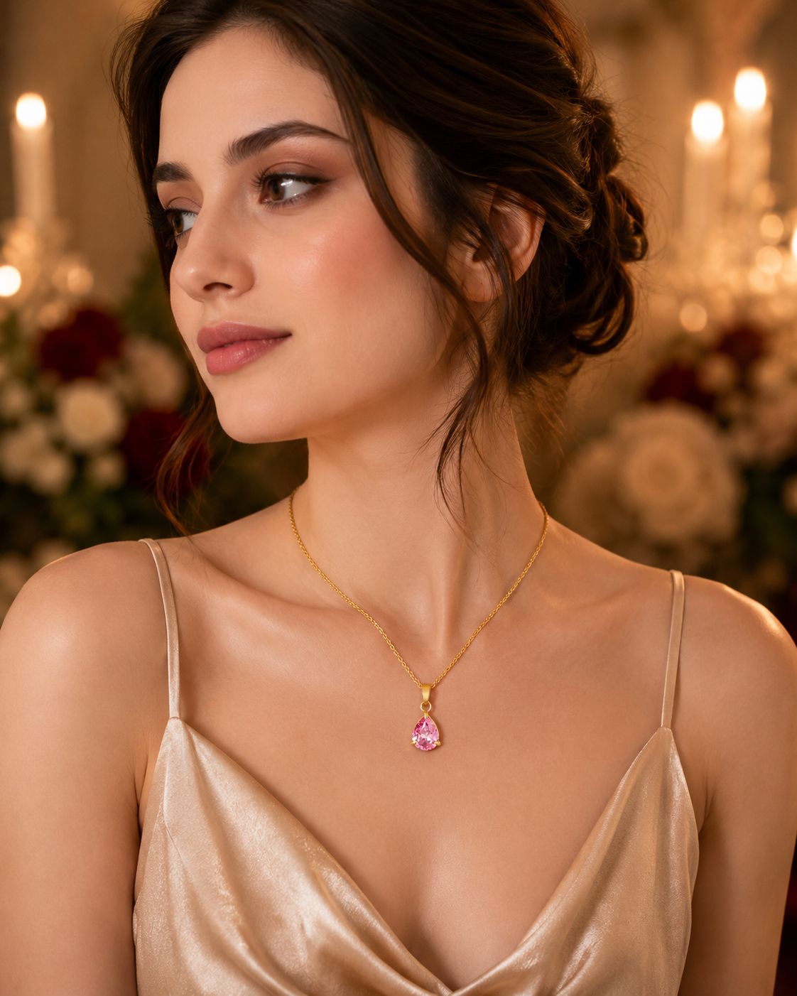 Aurielle Blush Crystal Pendant Necklace