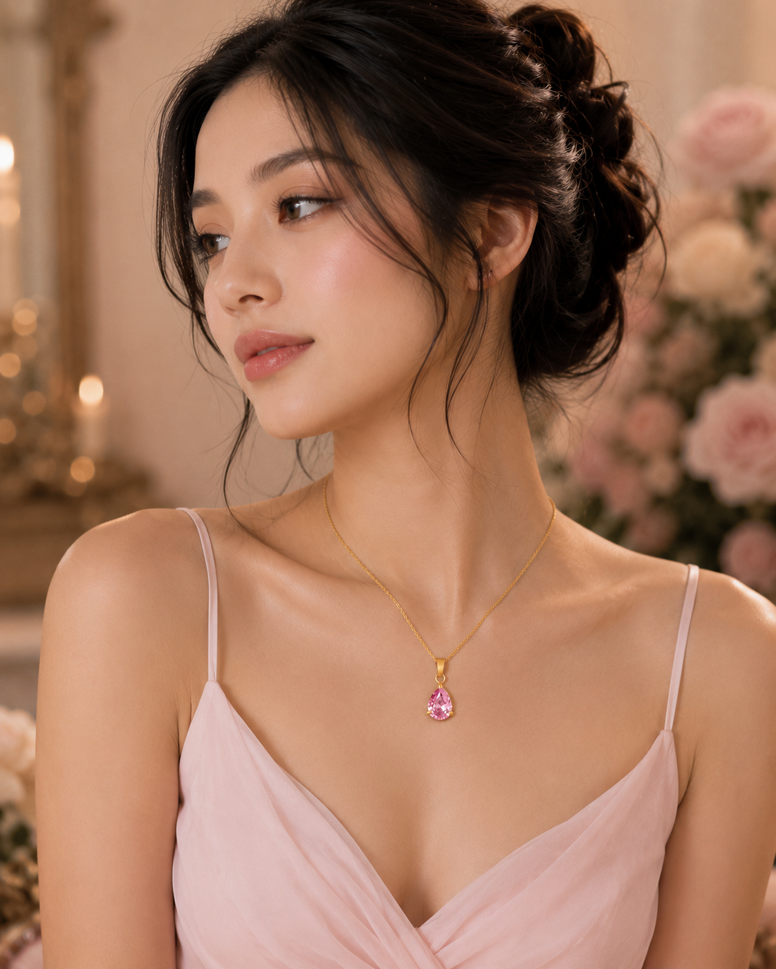 Aurielle Blush Crystal Pendant Necklace