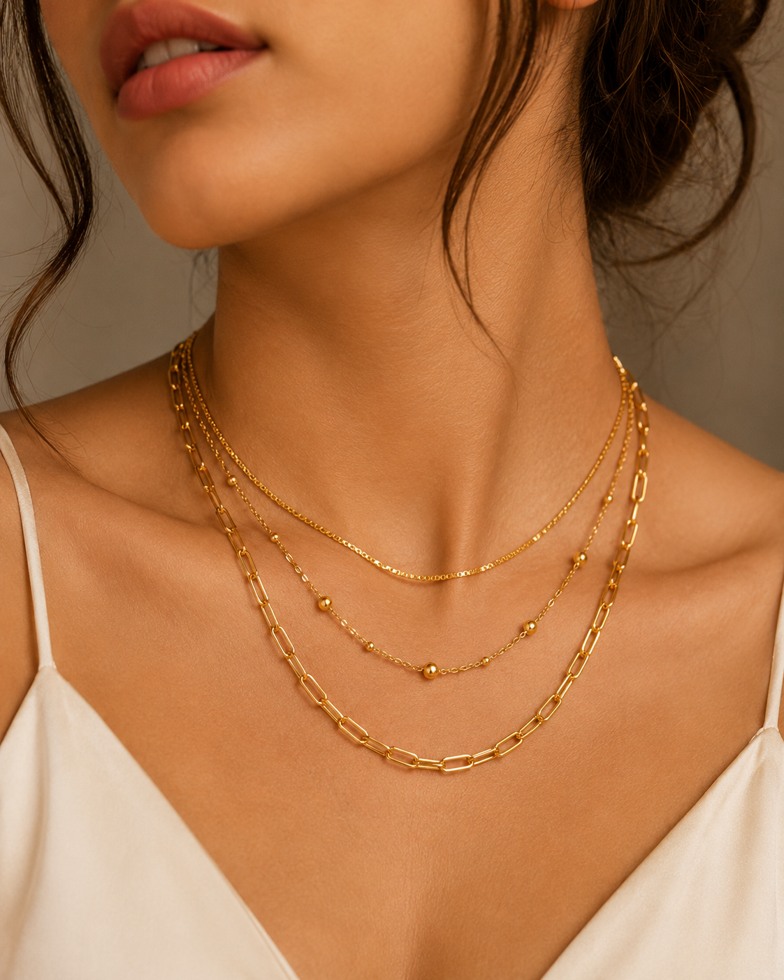 Aurielle Golden Trio Layered Necklace