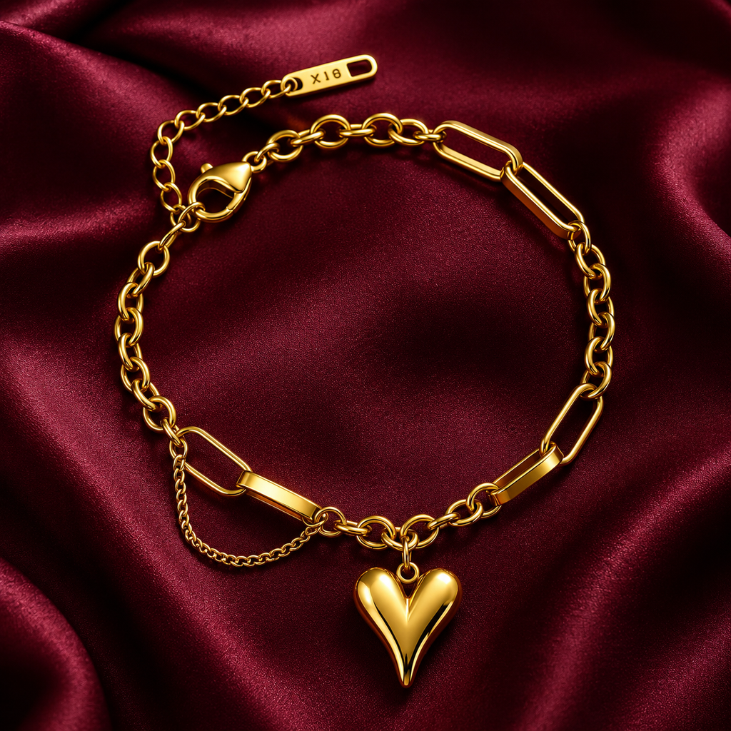 Aurielle Golden Heart Link Bracelet