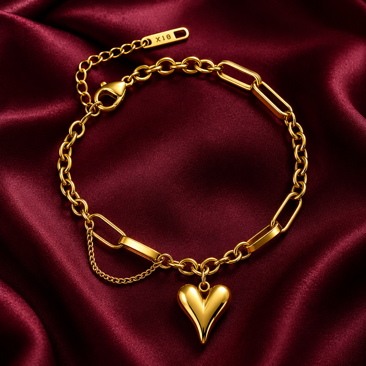 Aurielle Golden Heart Link Bracelet