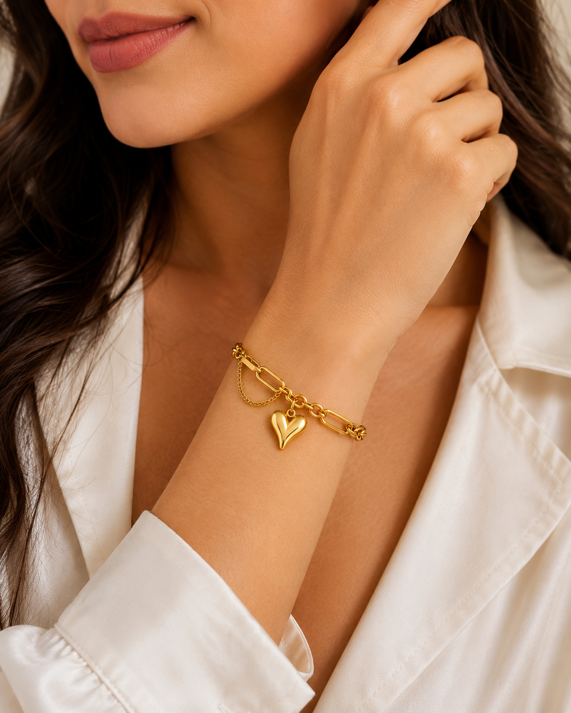 Aurielle Golden Heart Link Bracelet