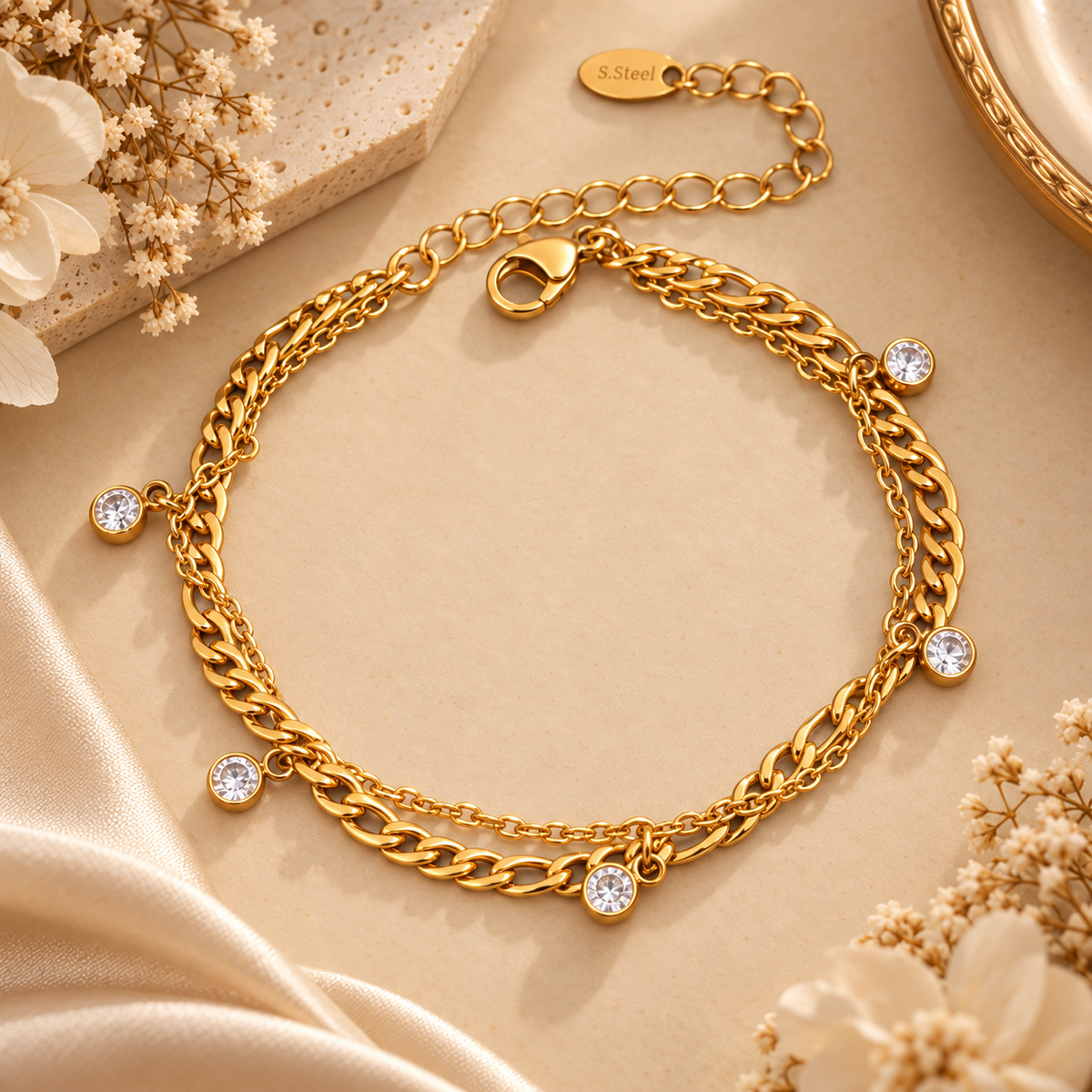 Aurielle Luxe Crystal Charm Anklet