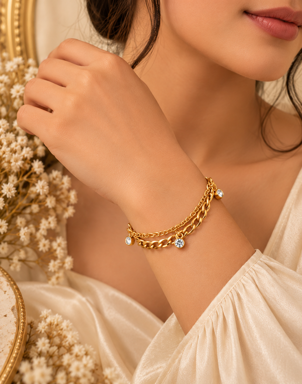 Aurielle Luxe Crystal Charm Anklet