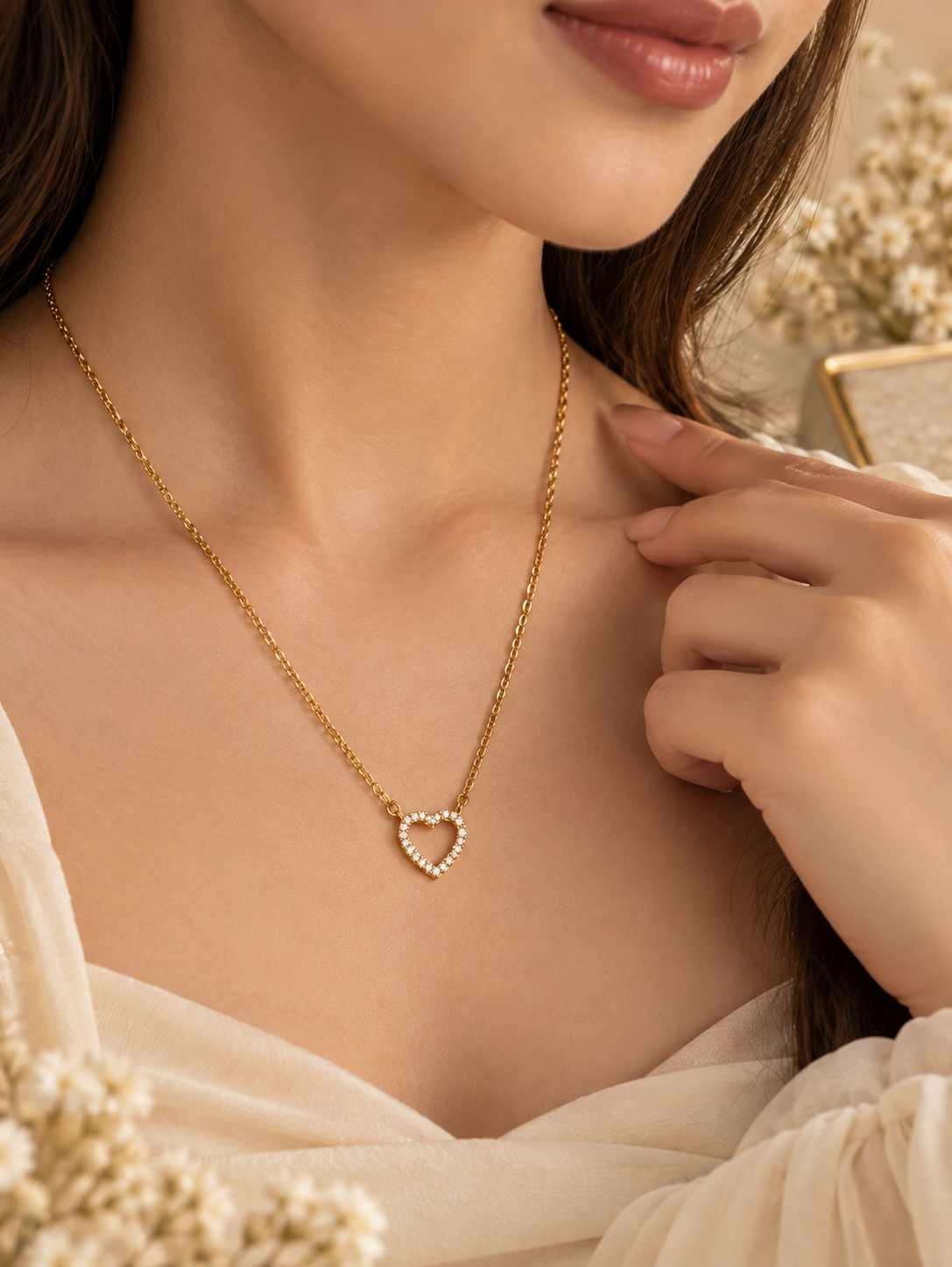 Aurielle Heartline Crystal Heart Necklace