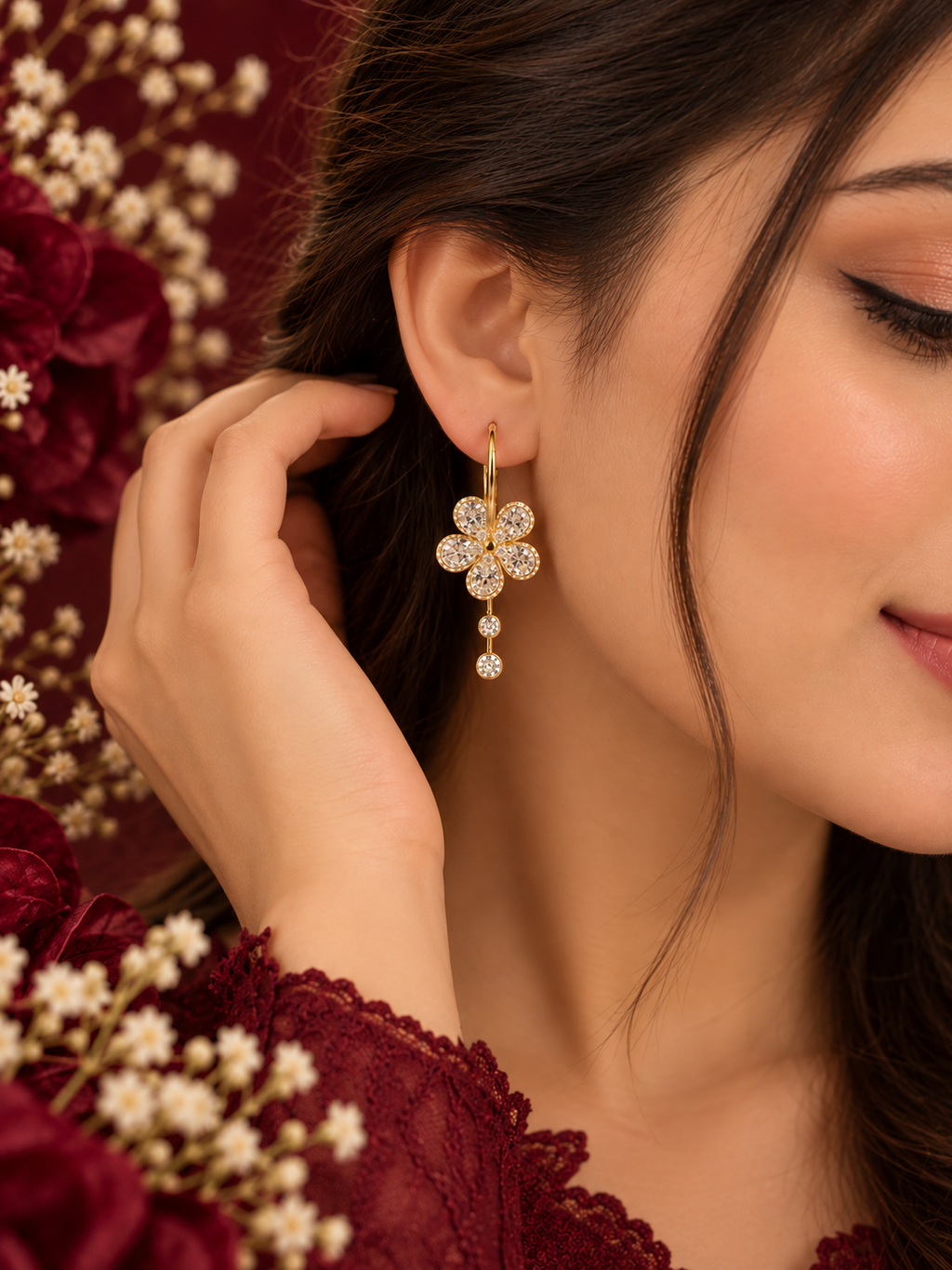 Aurielle Blossom Crystal Drop Earrings