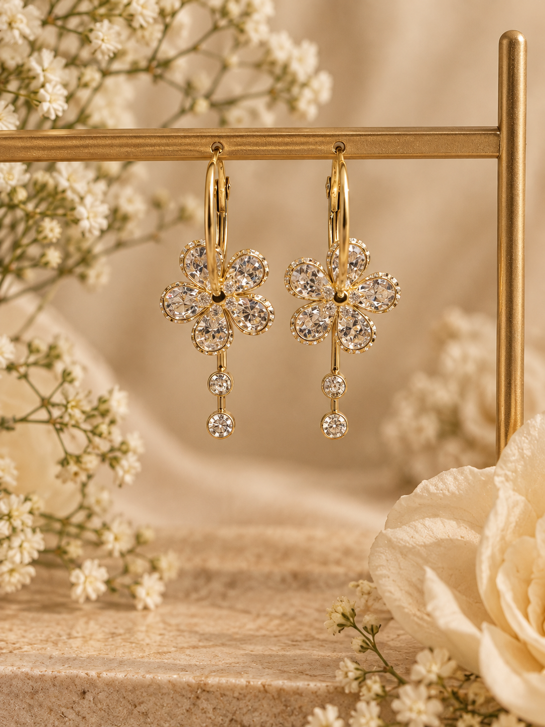 Aurielle Blossom Crystal Drop Earrings