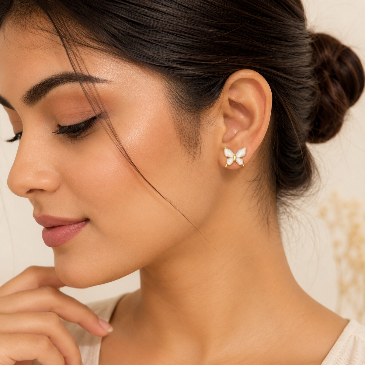 Aurielle Pearlwing Butterfly Stud Earrings