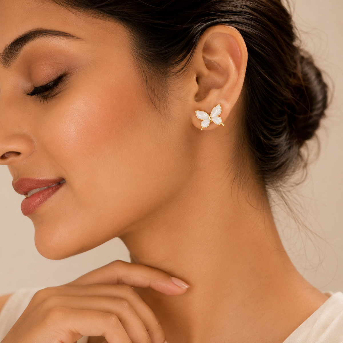 Aurielle Pearlwing Butterfly Stud Earrings
